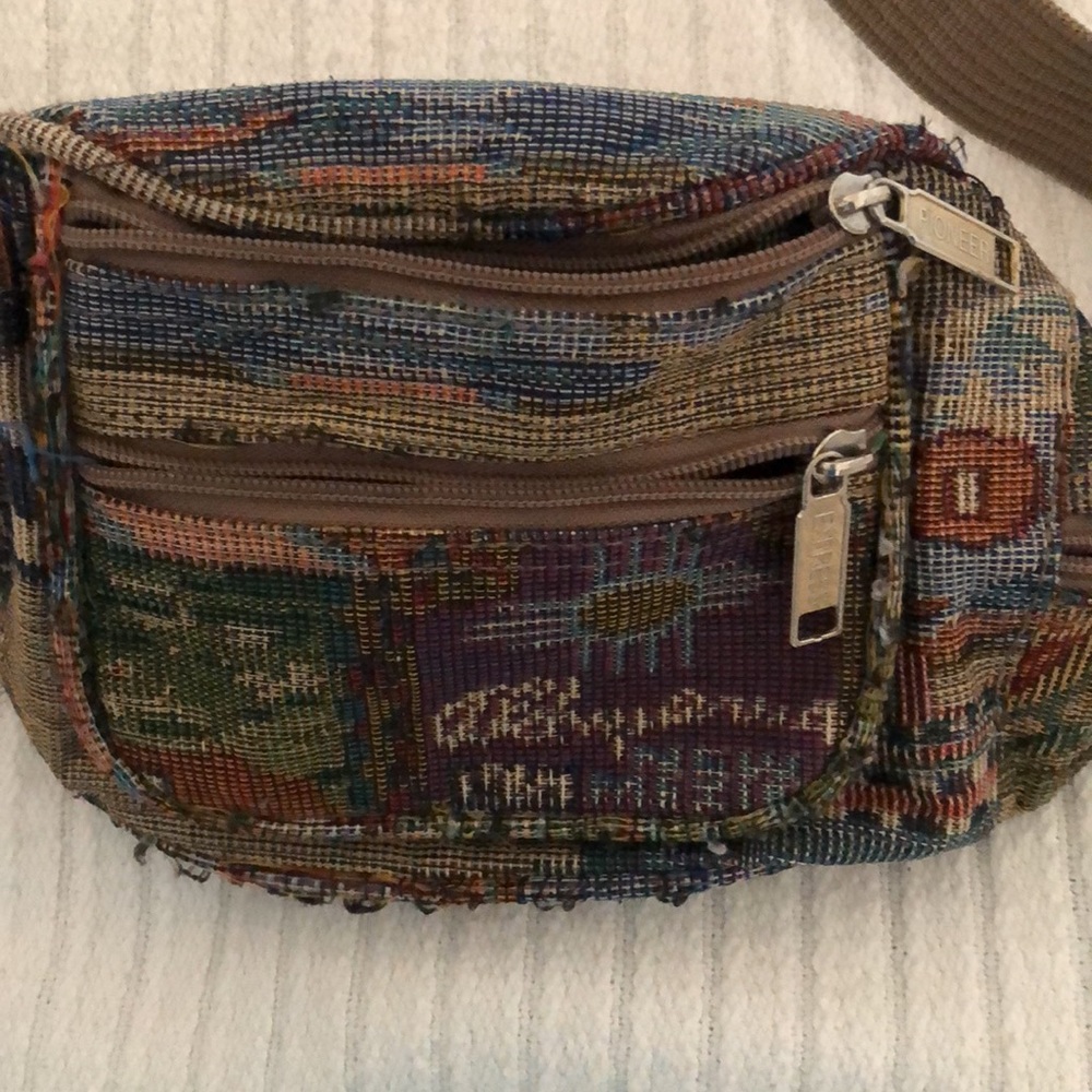 VTG Y2k boho Pioneer tapestry express Fanny waist hip bag